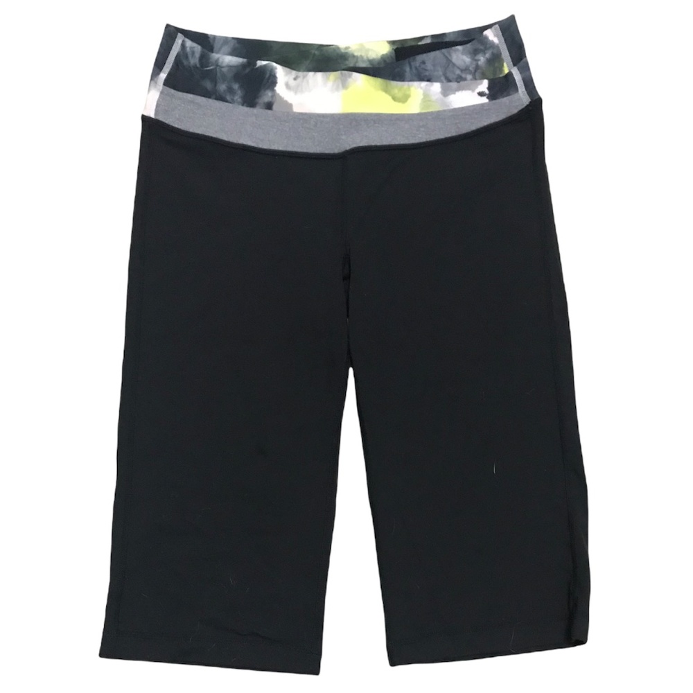 Lululemon Astro Crop 15” in Black / Coal / Citron Tinted Canvas Size 8 Like New